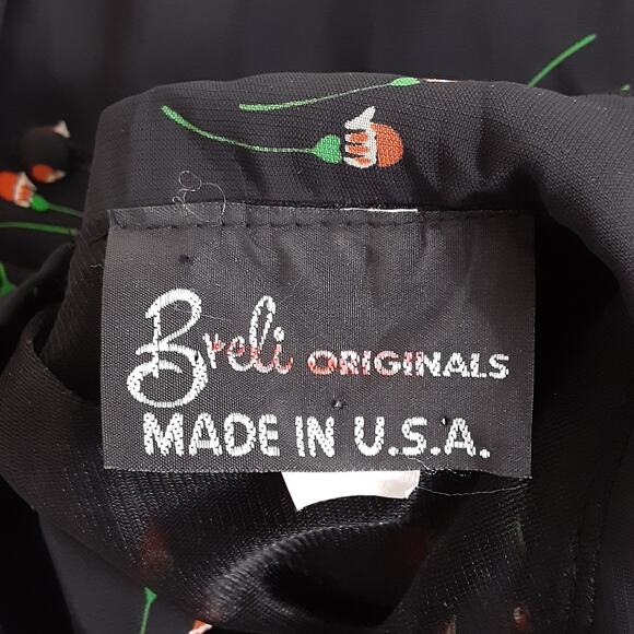 Vintage 80s Drop Waist Mini Dress Peter Pan Collar Sheer Floral Black Womens 10 - Picture 8 of 15